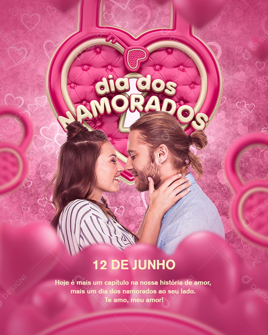 Social Media Feed Dia Dos Namorados 12 De Junho Te Amo PSD Editável