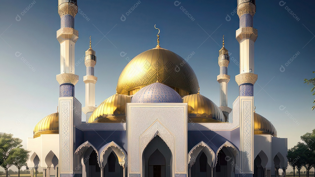 Imagem realista de uma mesquita com um portão no meio generativo ai.