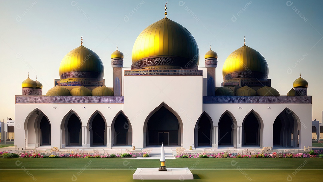 Imagem realista de uma mesquita com um portão no meio generativo ai.