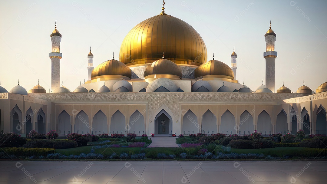 Imagem realista de uma mesquita com um portão no meio generativo ai.