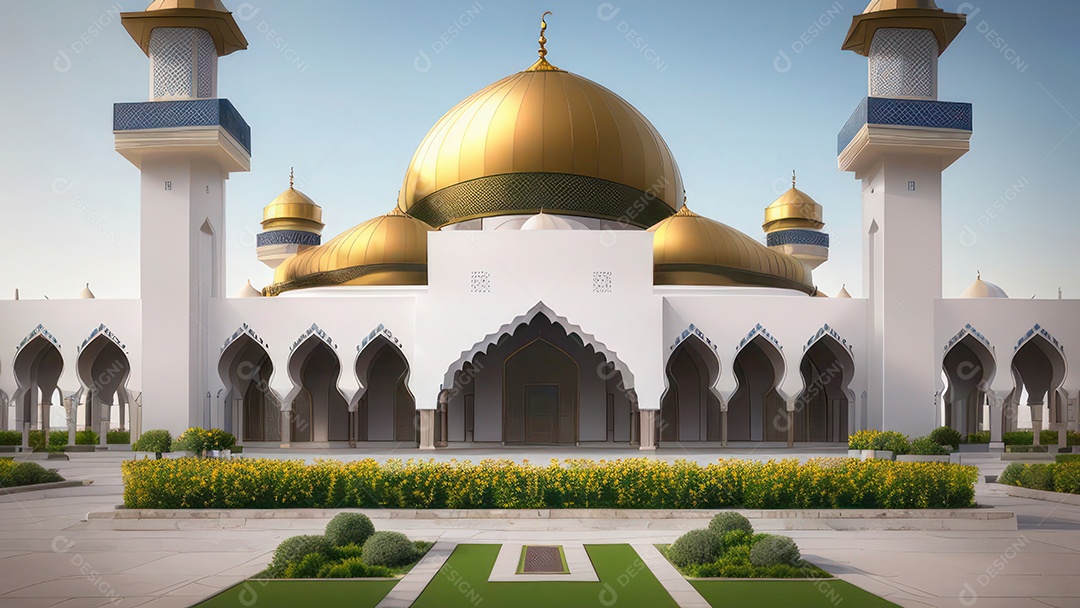 Imagem realista de uma mesquita com um portão no meio generativo ai.