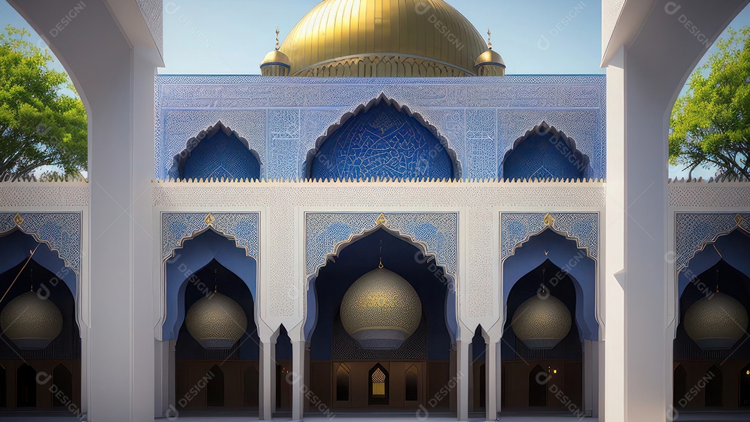Imagem realista de uma mesquita com um portão no meio generativo ai.
