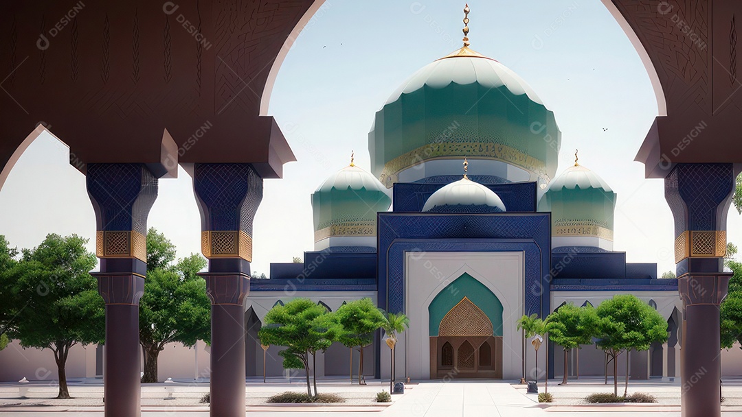 Imagem realista de uma mesquita com um portão no meio generativo ai.