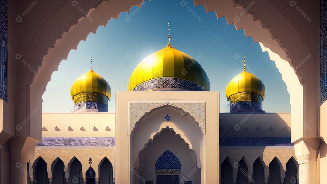 Imagem realista de uma mesquita com um portão no meio generativo ai.