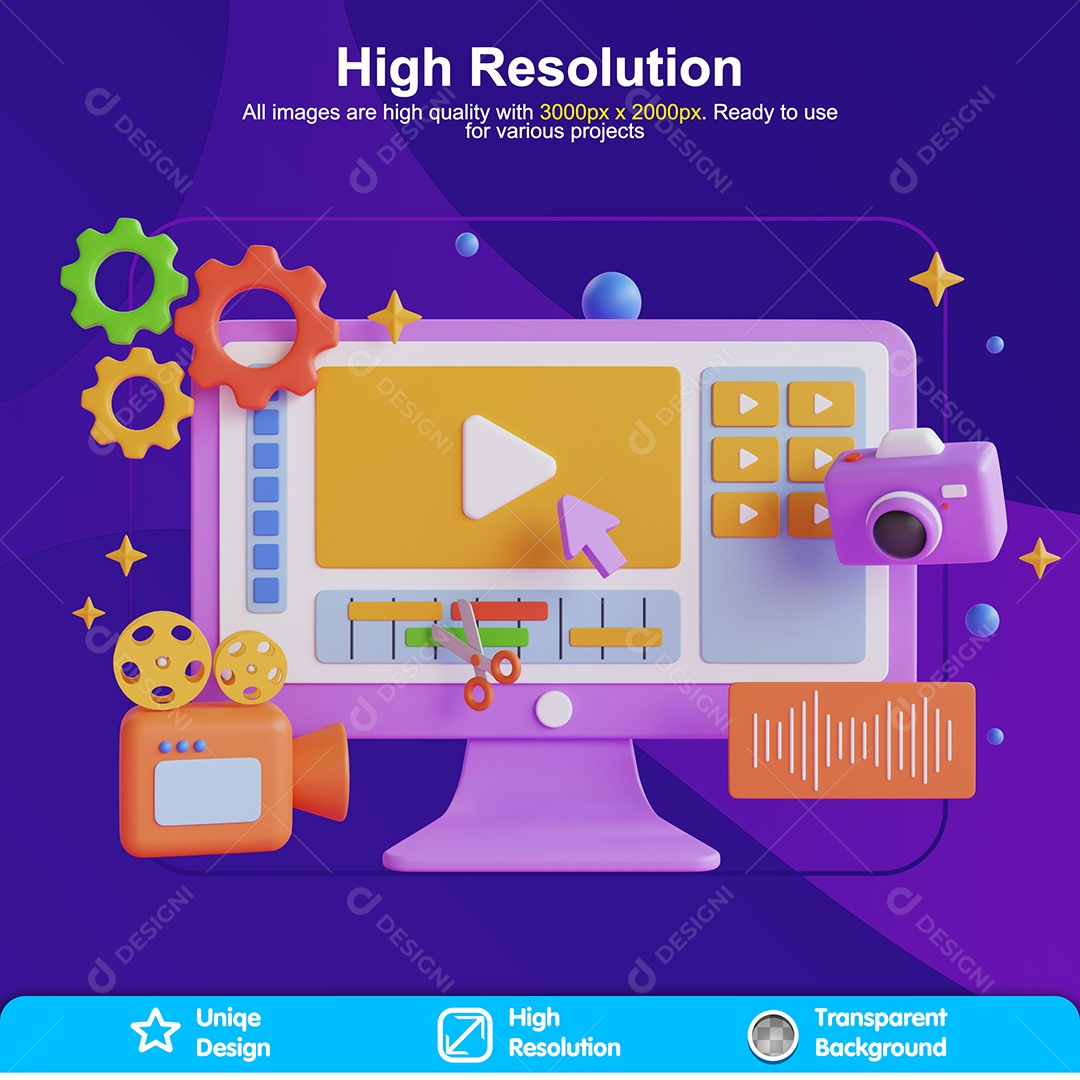 Edição De Vídeo Elemento 3D Para Composição PSD