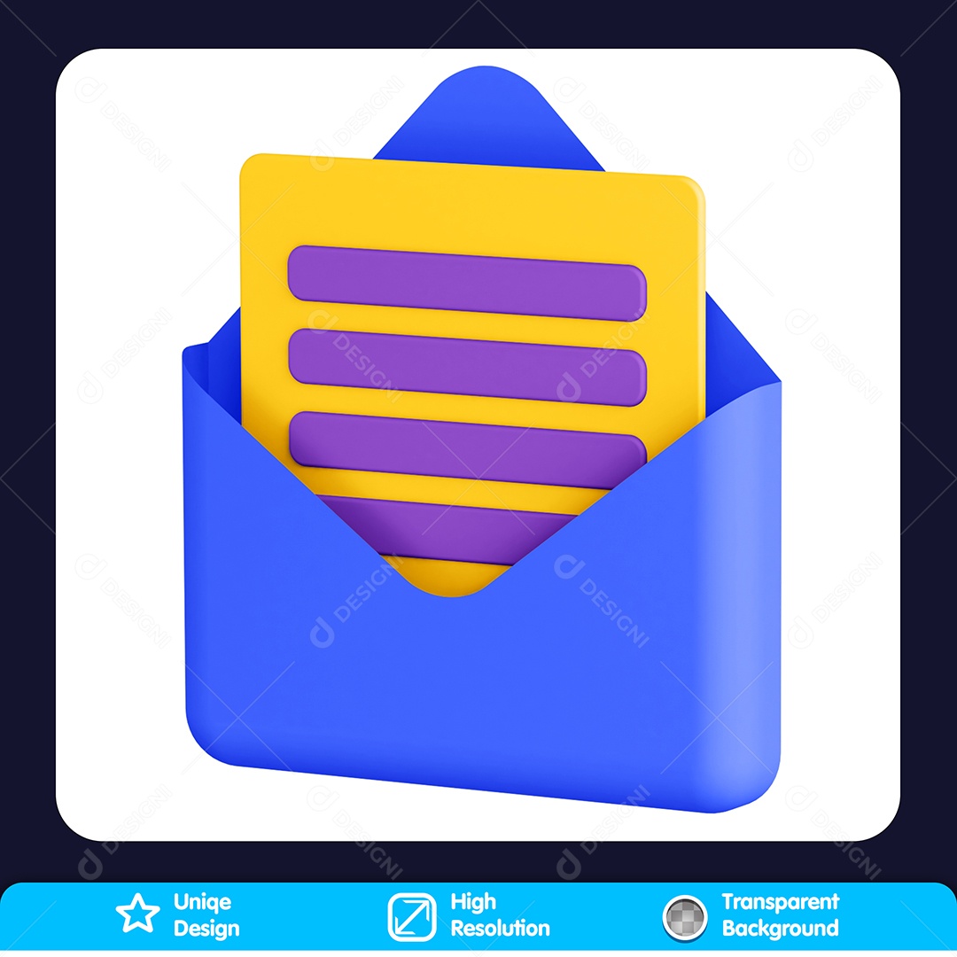 Envelope Elemento 3D Para Composição PSD