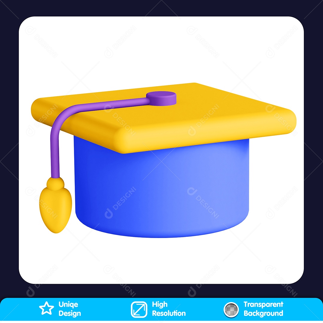 Chapéu De Formatura  Elemento 3D Para Composição PSD