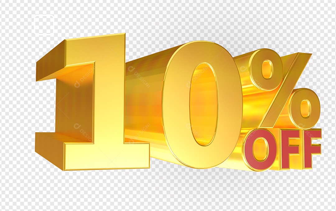 Número 10% OFF Elemento 3D Para Composição PSD