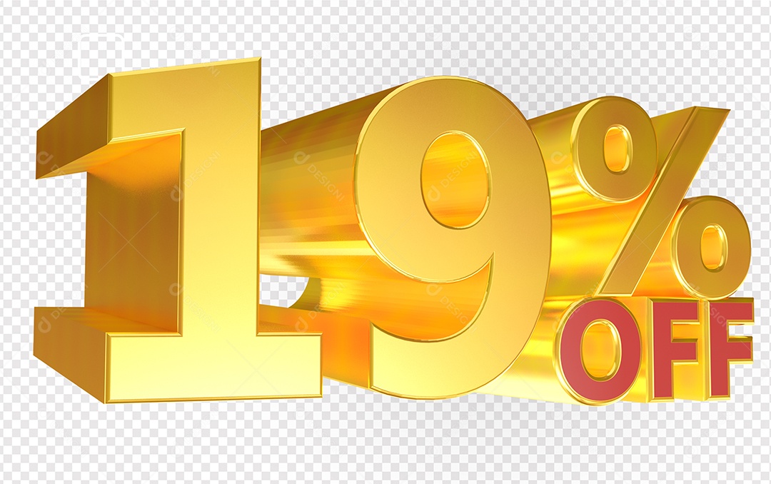 Número 19% OFF Elemento 3D Para Composição PSD