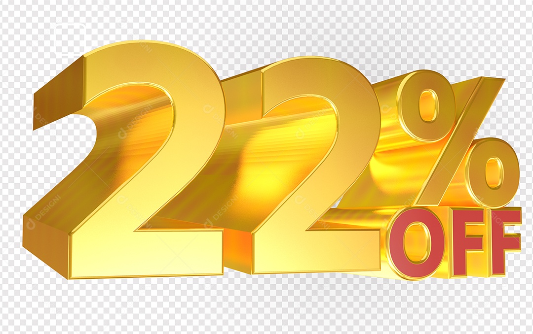 Número 22% OFF Elemento 3D Para Composição PSD
