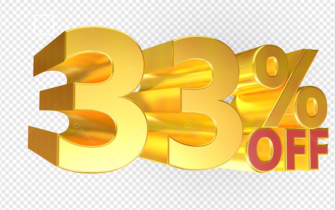Número 33% OFF Elemento 3D Para Composição PSD