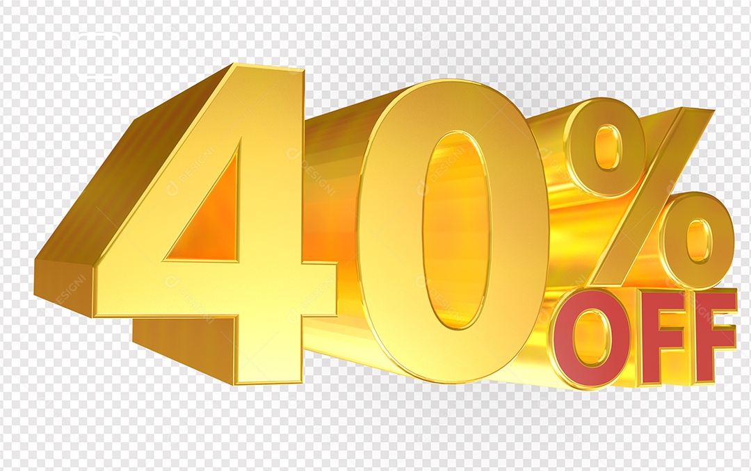 Número 40% OFF Elemento 3D Para Composição PSD