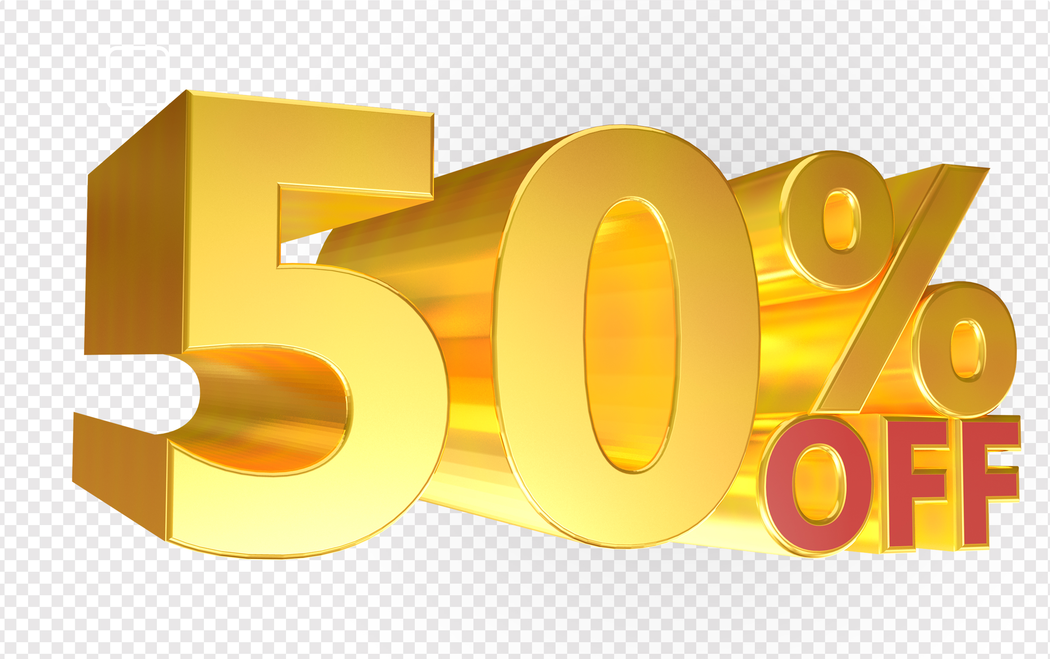 Número 50% OFF Elemento 3D Para Composição PSD