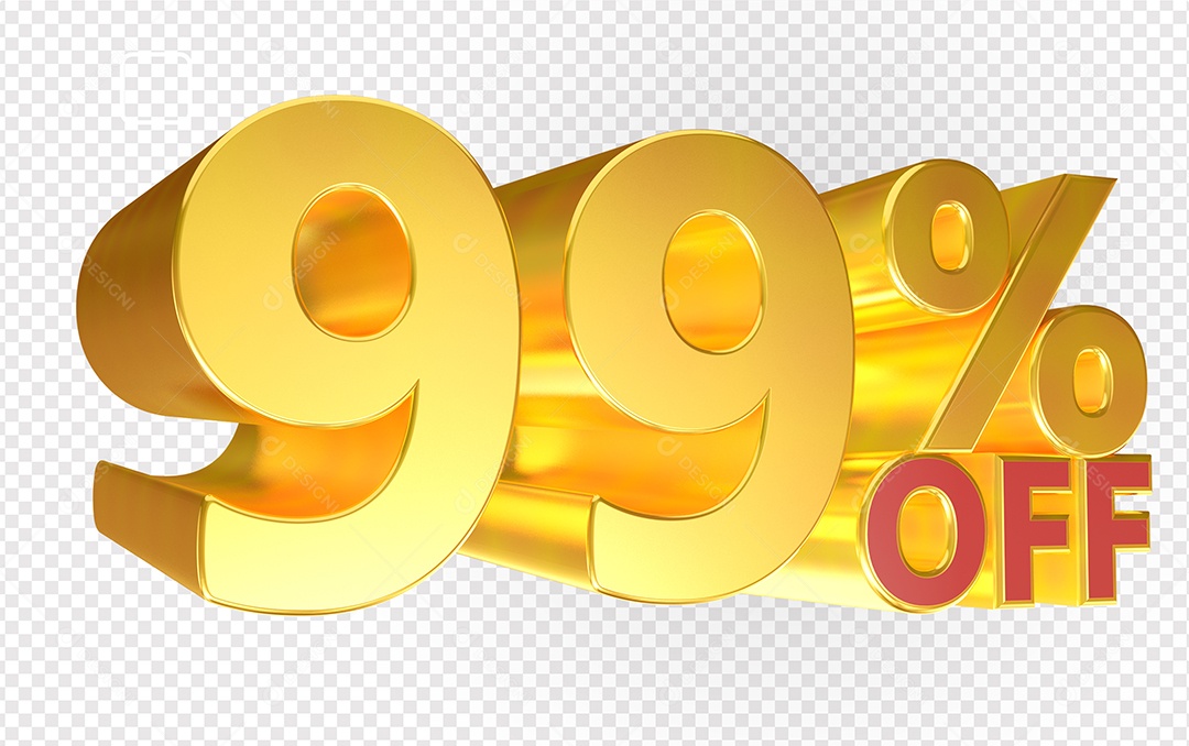 Número 99% OFF Elemento 3D Para Composição PSD