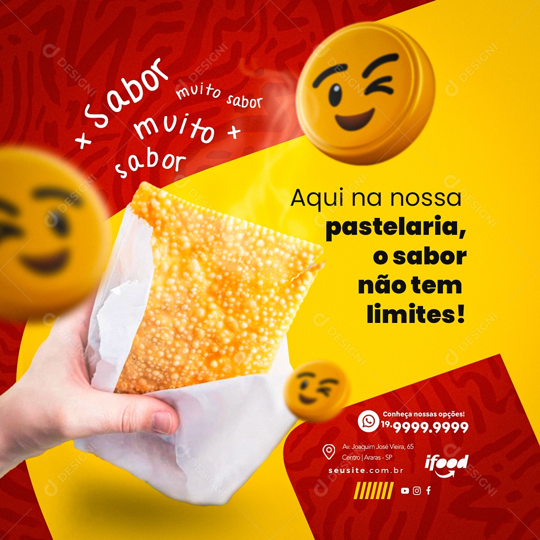 Aqui Na Nossa Pastelaria O Sabor Não Tem Limites Pastelaria Social Media PSD Editável