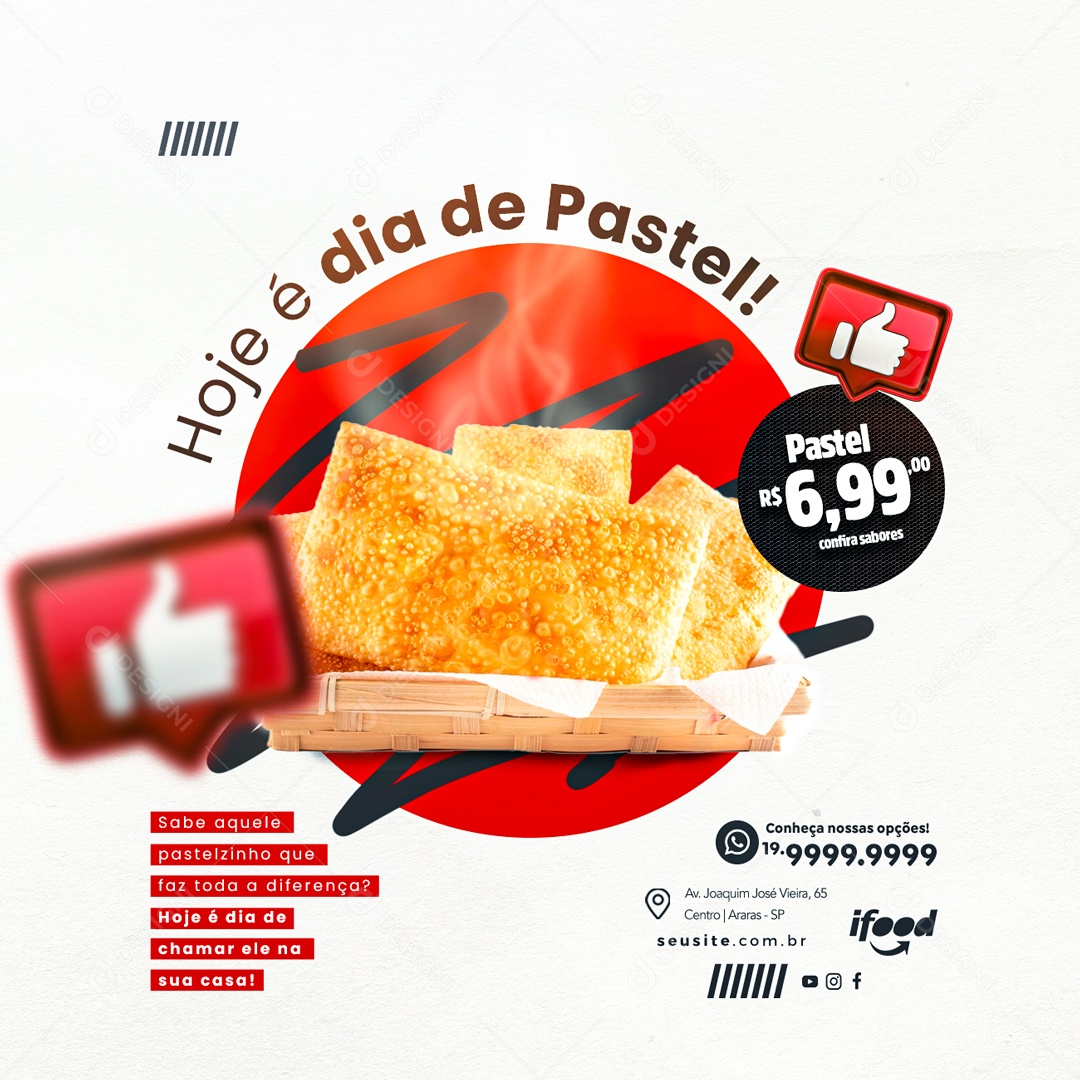 Hoje é Dia De Pastel 6,99 Pastelaria Social Media PSD Editável