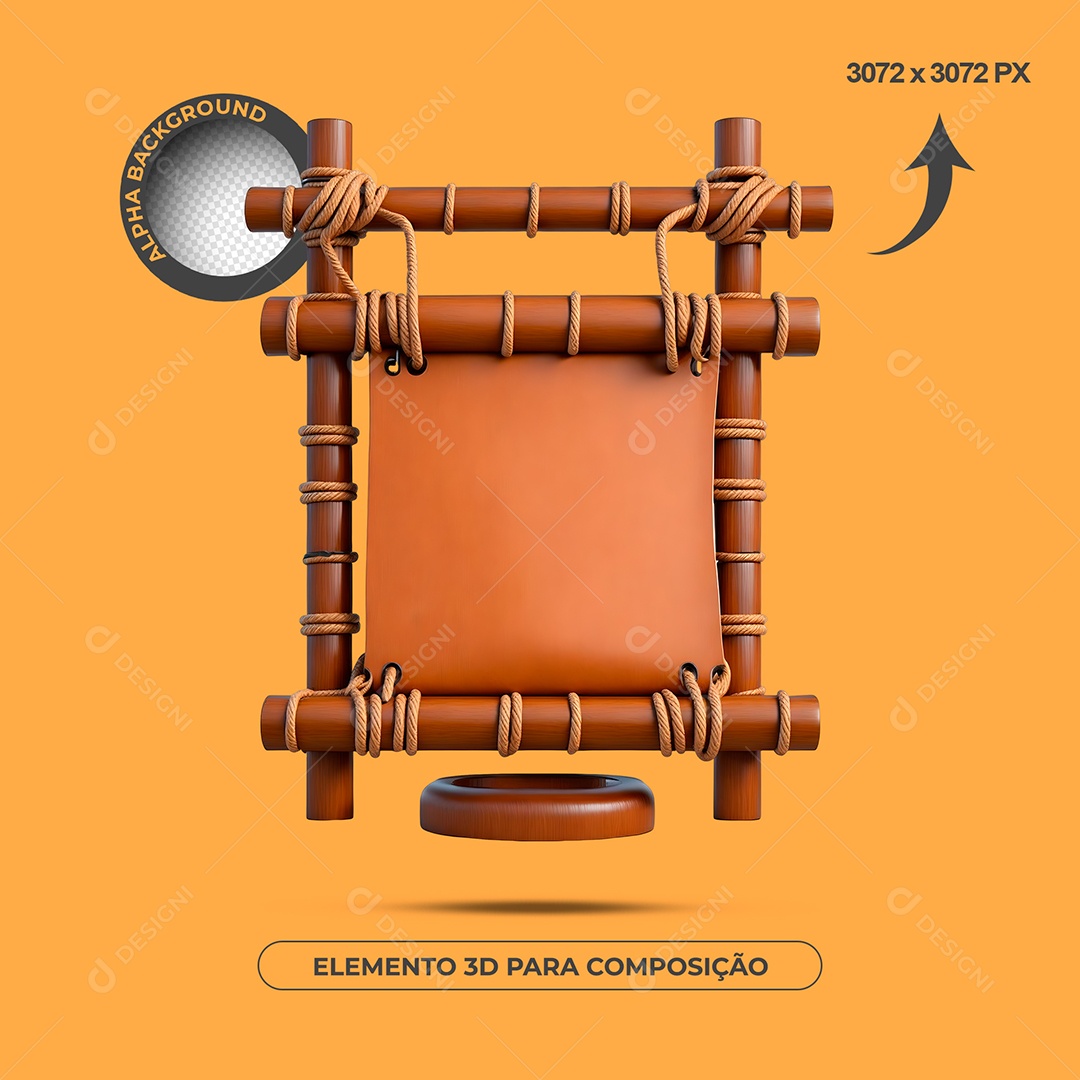 3D Wooden Board Element For PSD Composition