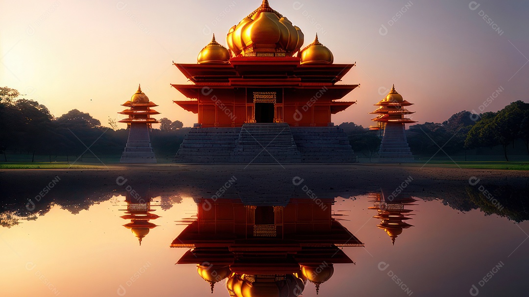 Imagem realista de grande escada sobre grande edifício.