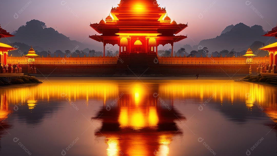 Imagem realista de grande escada sobre grande edifício.