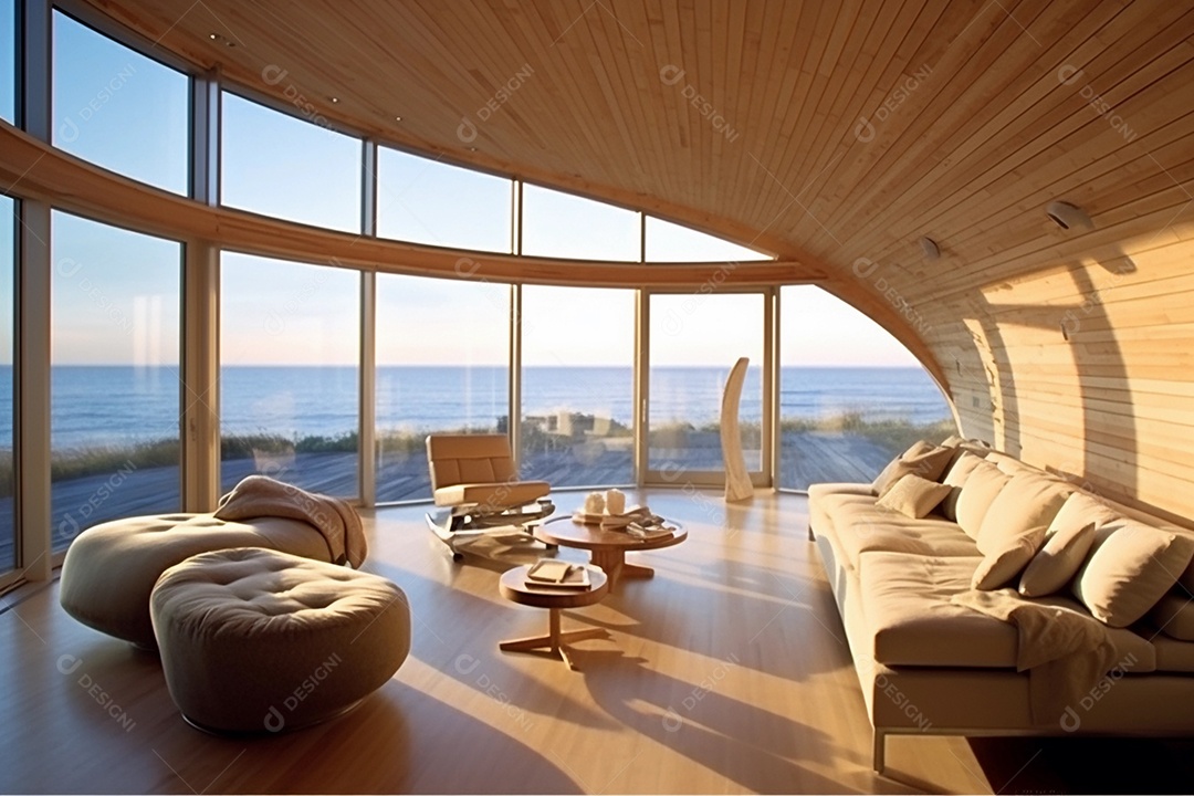 Interior moderno de luxo e bela casa de praia