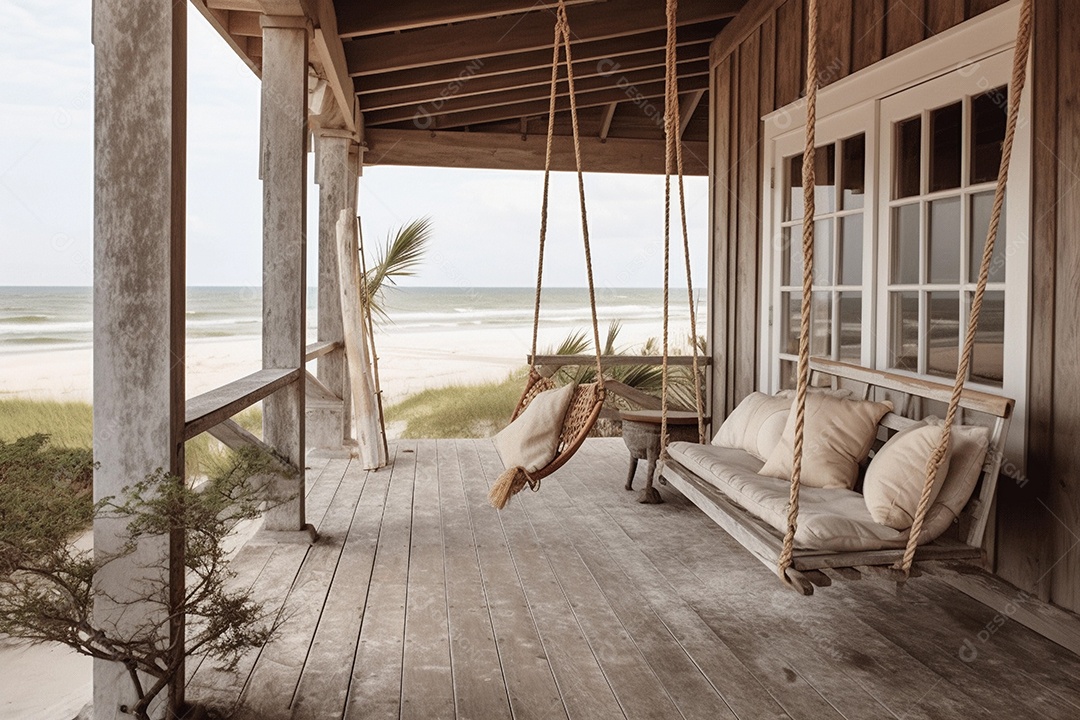 Interior moderno de luxo e bela casa de praia