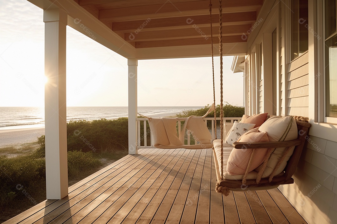 Interior moderno de luxo e bela casa de praia