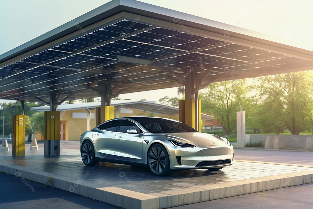 Carregamento de carros esportivos na estação elétrica