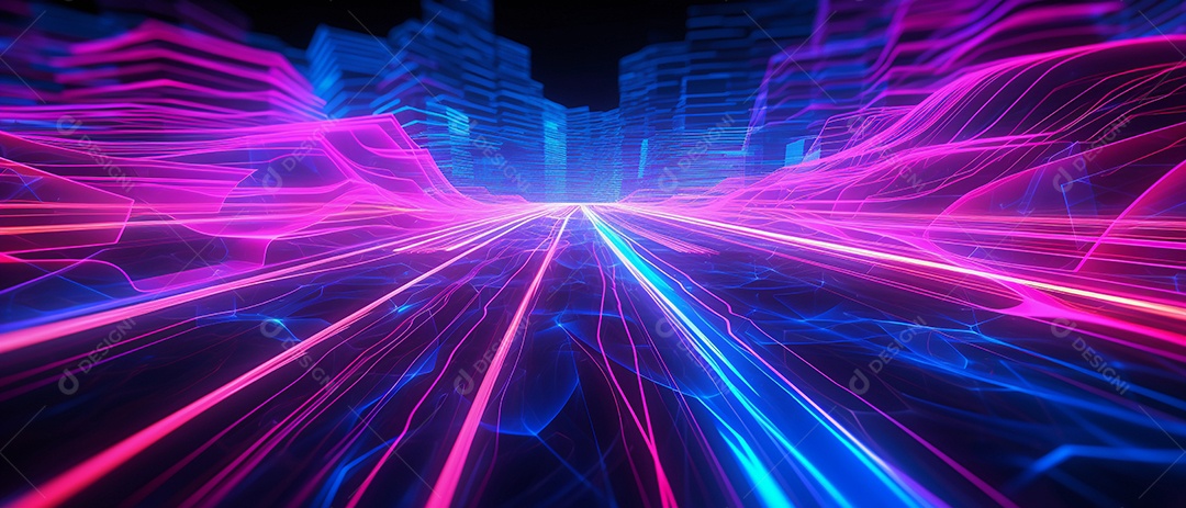 Fundo abstrato com luzes rosa e neon de alta velocidade