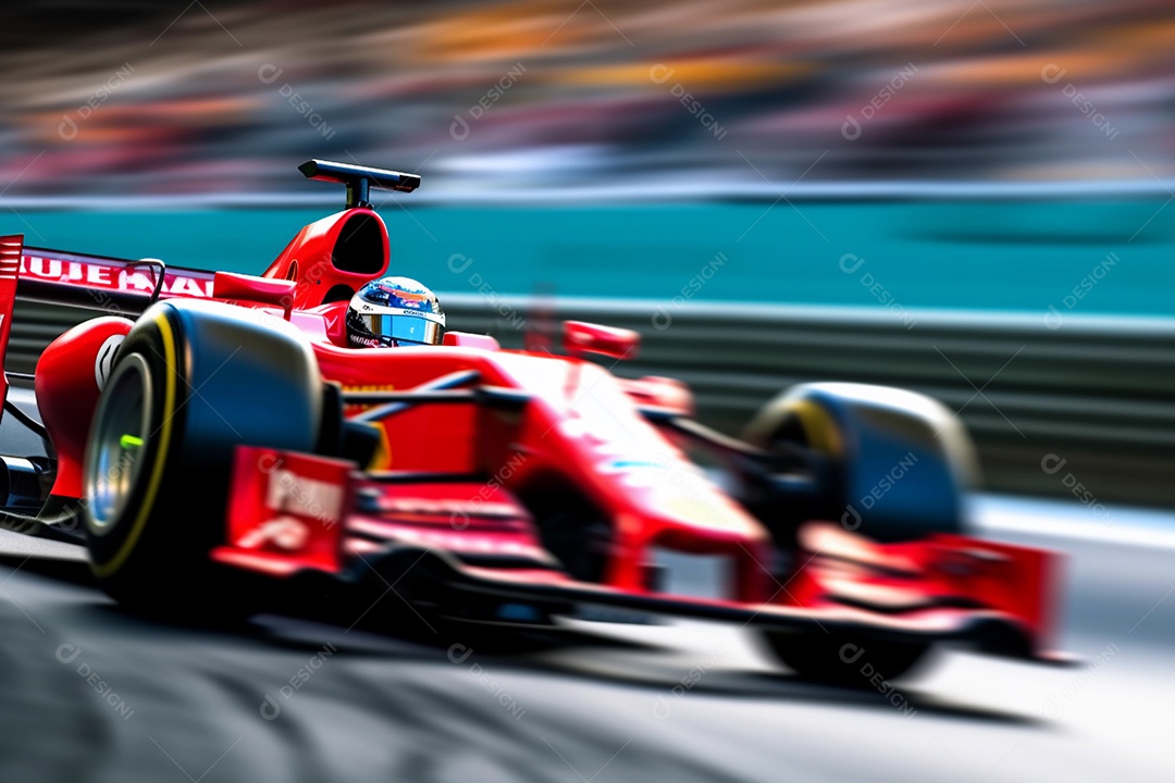 Corridas de carros esportivos em alta velocidade na pista com luzes desfocadas e bokeh.