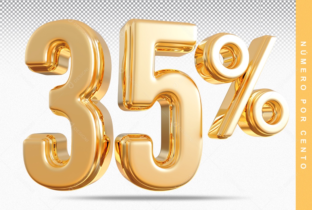 Número 35% Dourado Elemento Para Composição PSD