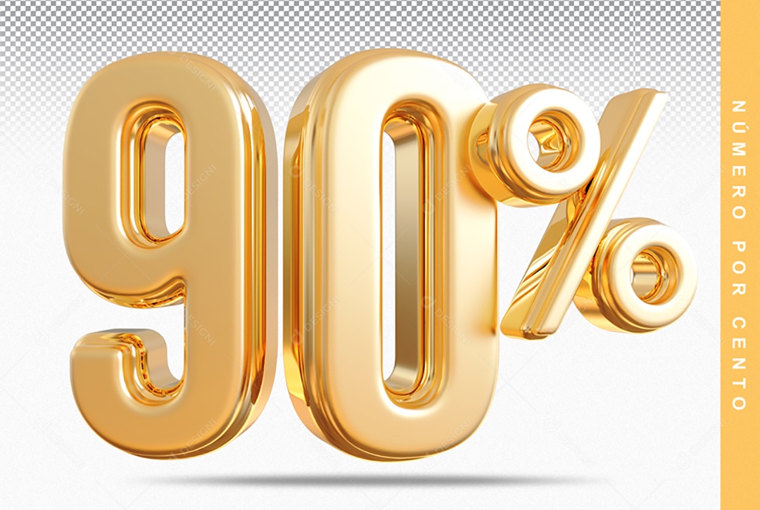 Número 90% Dourado Elemento Para Composição PSD