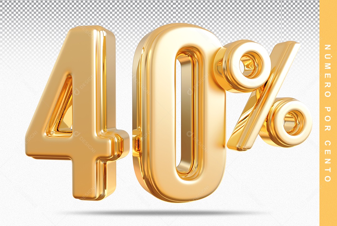 Número 40% Dourado Elemento Para Composição PSD