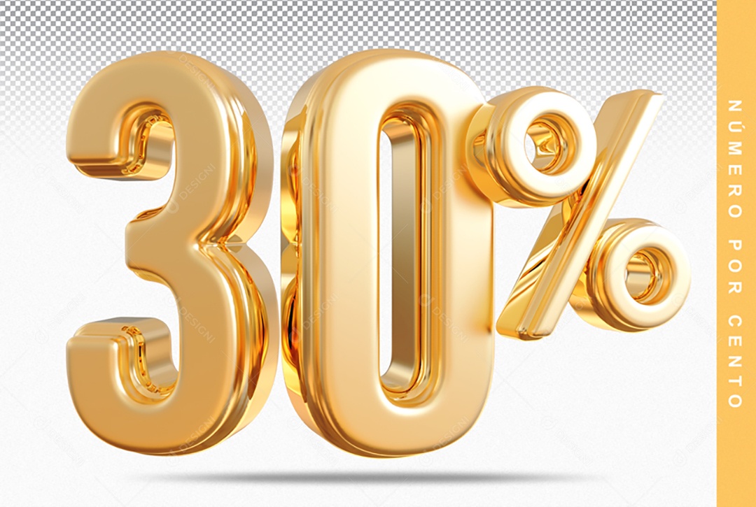 Número 30% Dourado Elemento Para Composição PSD