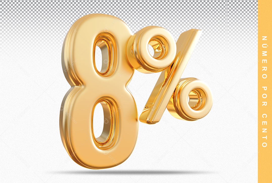 Número 8% Dourado Elemento Para Composição PSD