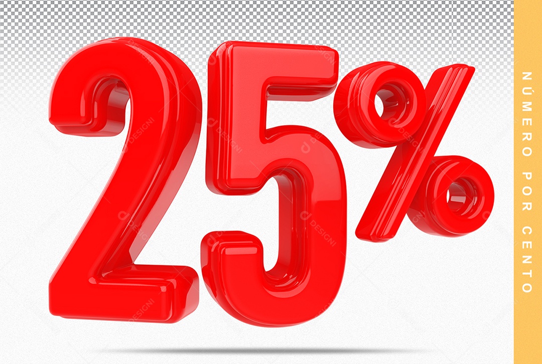Número 25% Vermelho Elemento Para Composição PSD