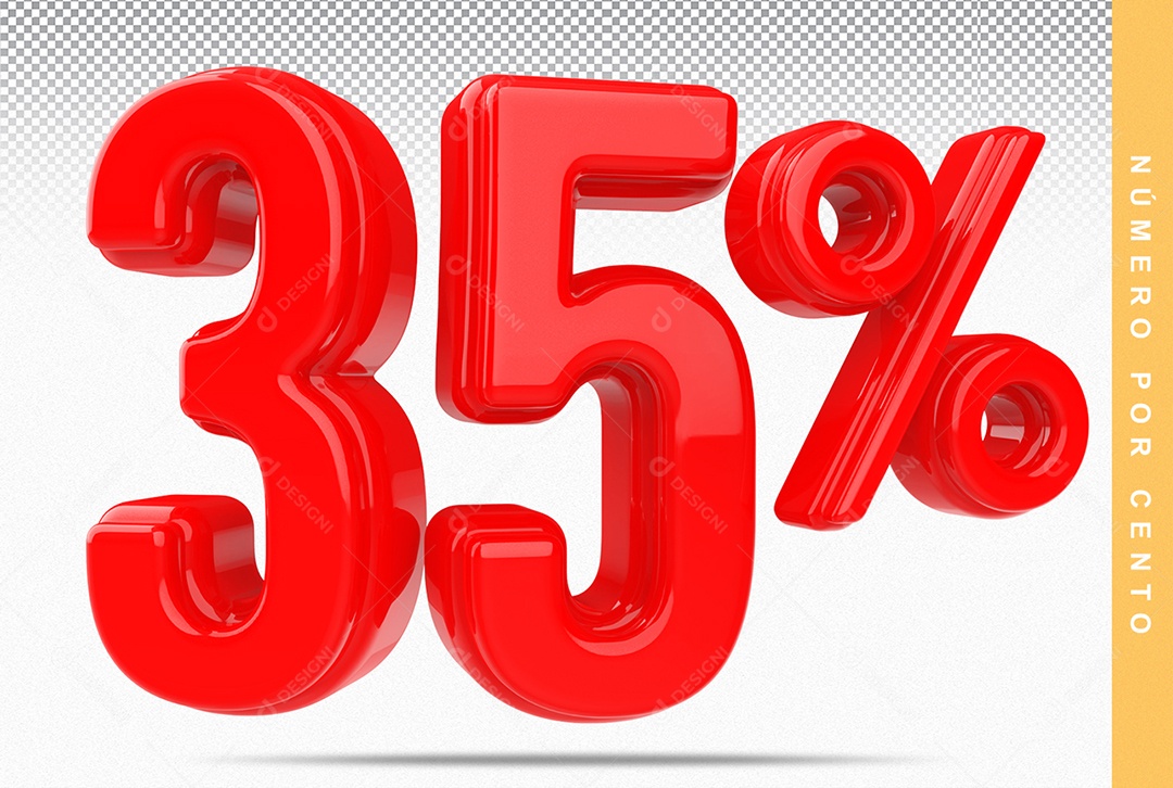 Número 35% Vermelho Elemento Para Composição PSD