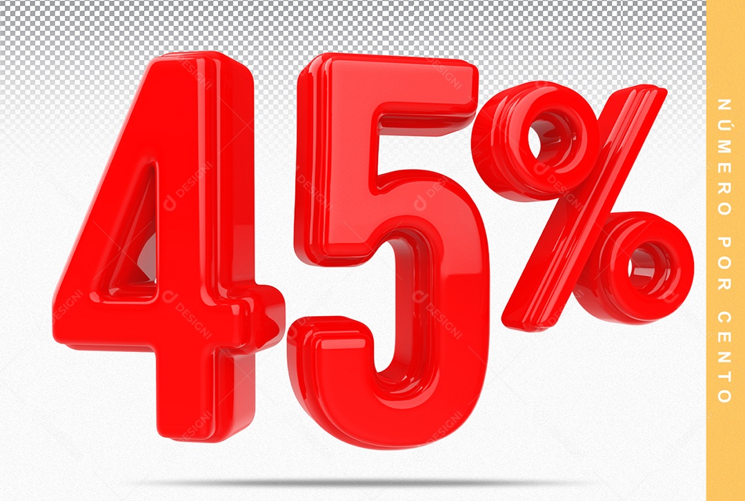 Número 45% Vermelho Elemento Para Composição PSD