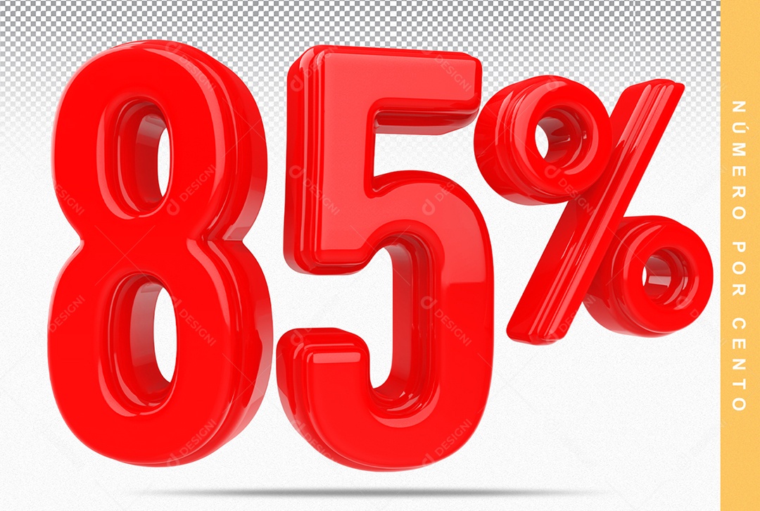 Número 85% Vermelho Elemento Para Composição PSD