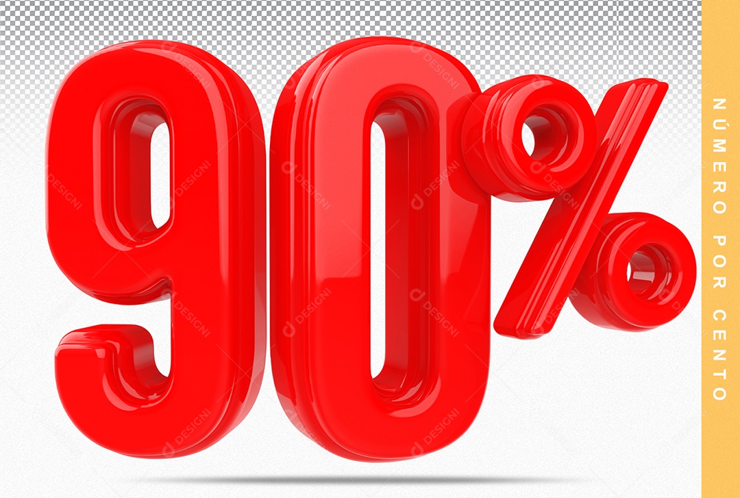 Número 90% Vermelho Elemento Para Composição PSD