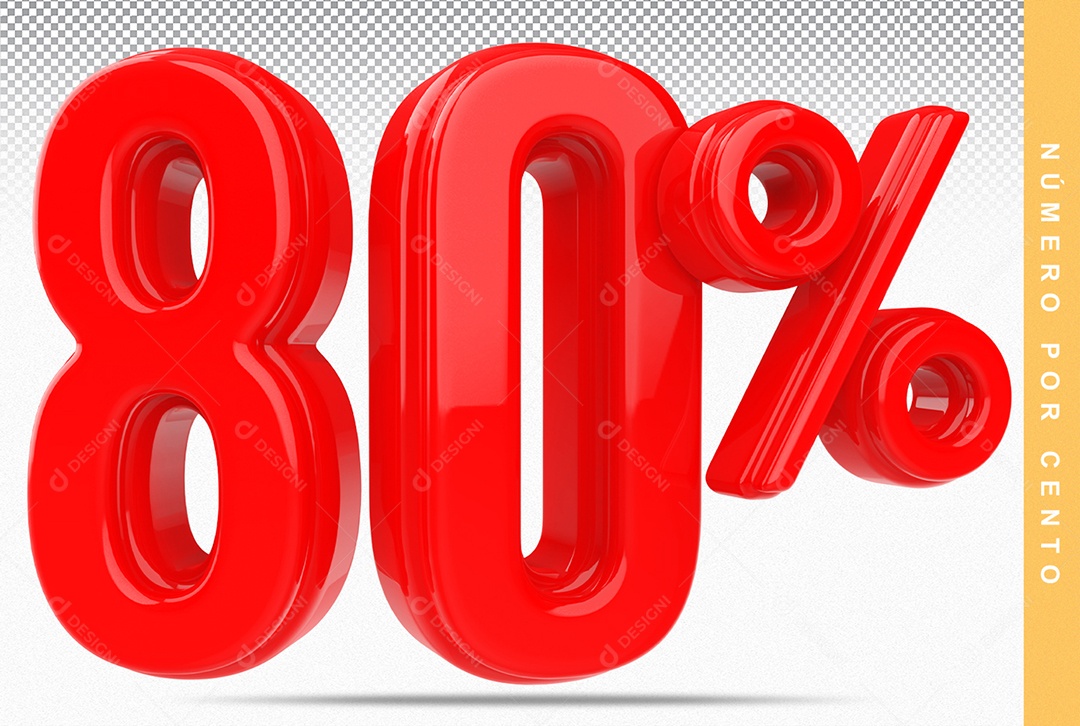 Número 80% Vermelho Elemento Para Composição PSD