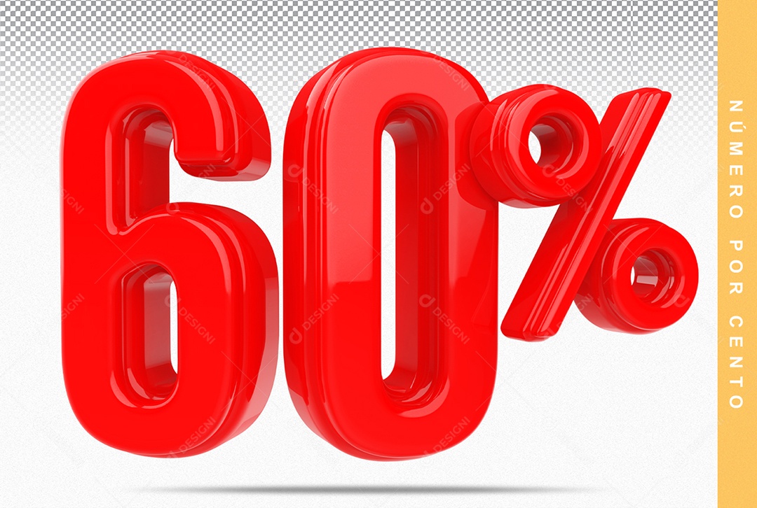 Número 60% Vermelho Elemento Para Composição PSD