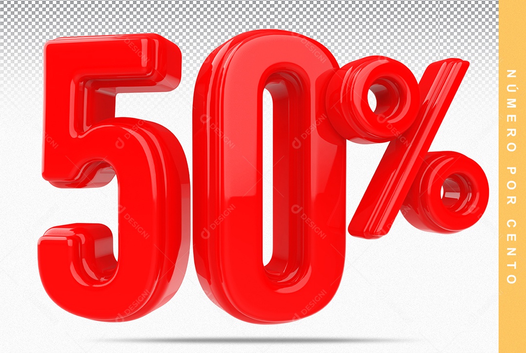 Número 50% Vermelho Elemento Para Composição PSD