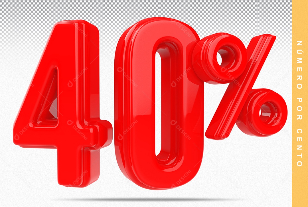 Número 40% Vermelho Elemento Para Composição PSD