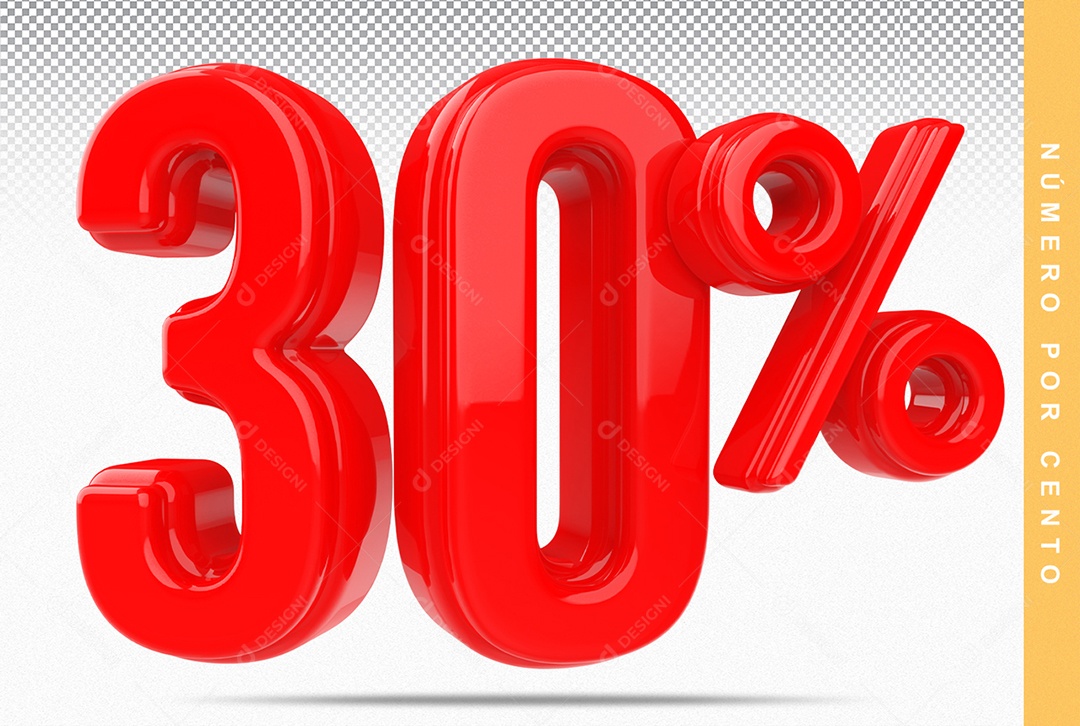 Número 30% Vermelho Elemento Para Composição PSD
