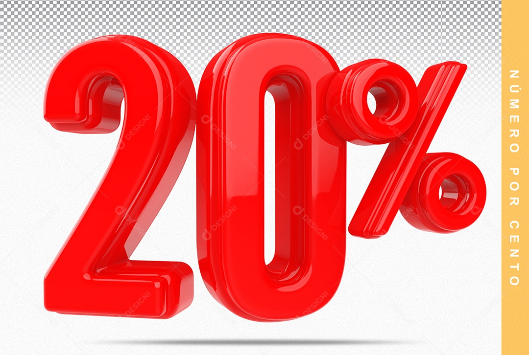 Número 20% Vermelho Elemento Para Composição PSD