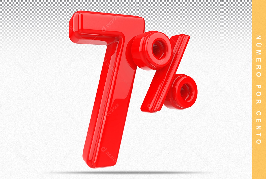 Número 7% Vermelho Elemento Para Composição PSD