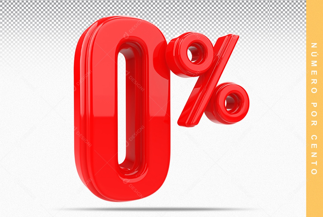 Número 0% Vermelho Elemento Para Composição PSD