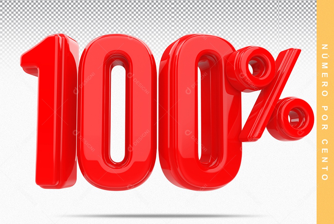 Número 100% Vermelho Elemento Para Composição PSD