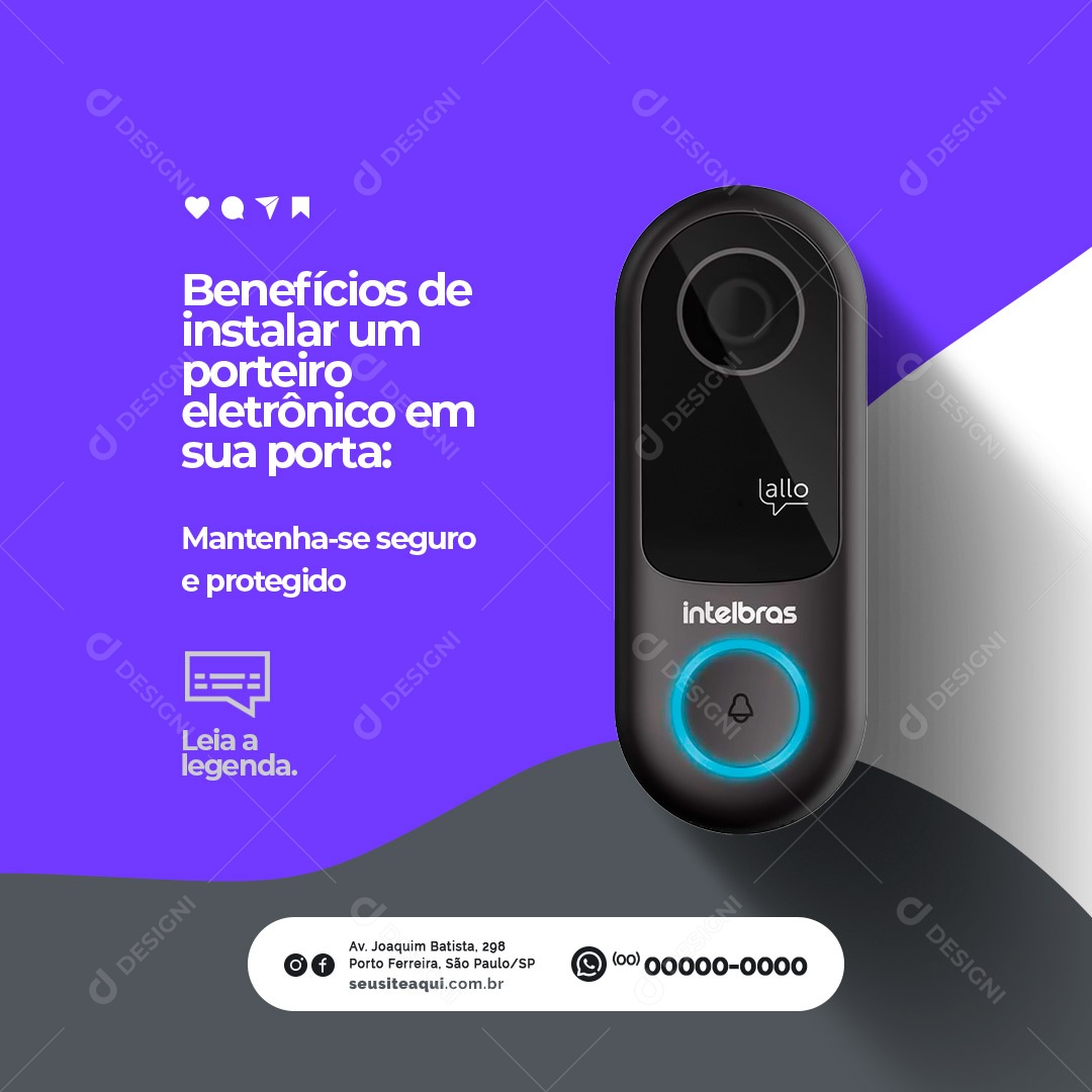 Benefícios de Instalar um Porteiro Eletrônico Social Media PSD Editável