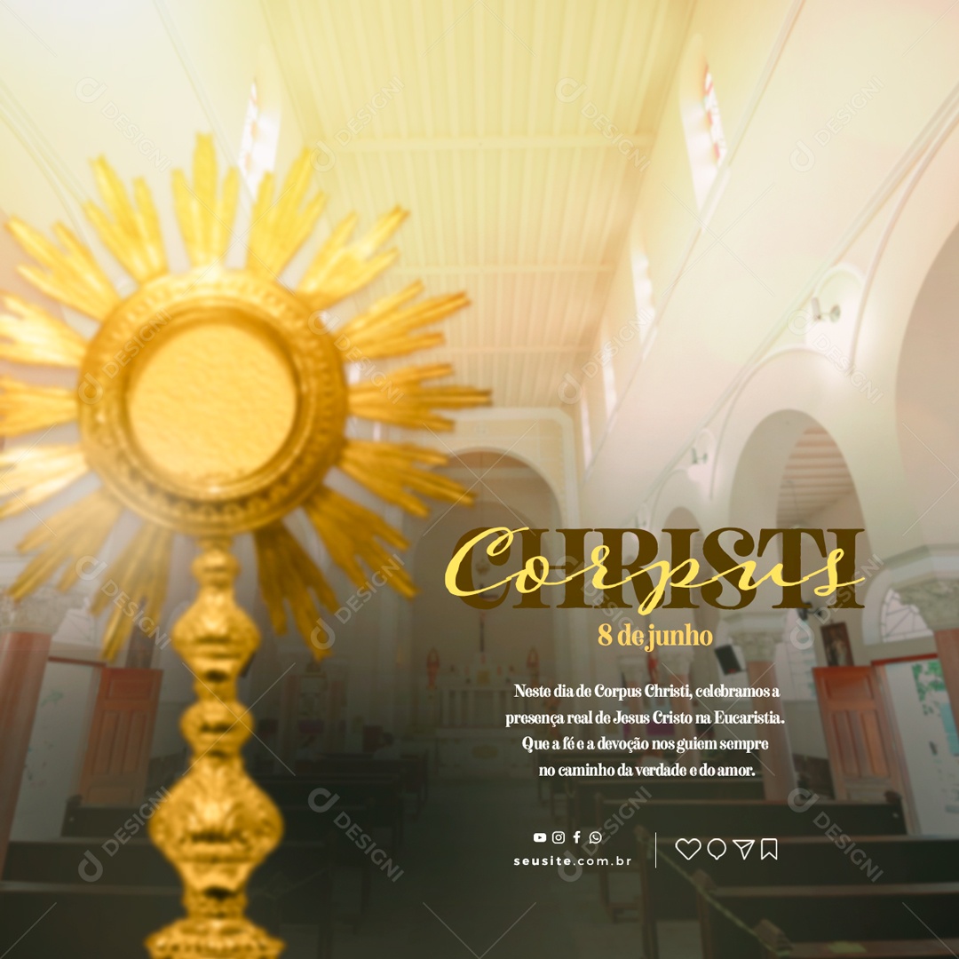 Social Media Celebramos A Presença Real De Jesus Corpus Christi PSD Editável